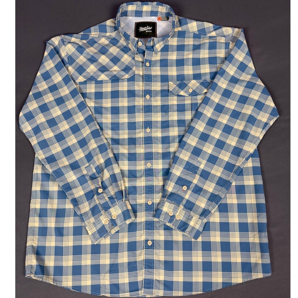 Howler Bros Shirt Mens Extra Large Blue Plaid Tech Button Up Vented Outdoor